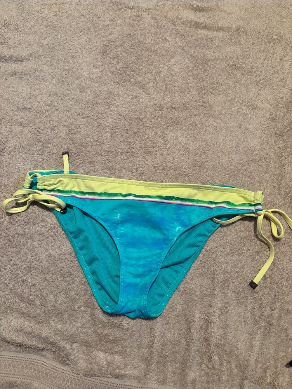 Oakley Turquoise & Lime Tie-Side Bikini Bottom